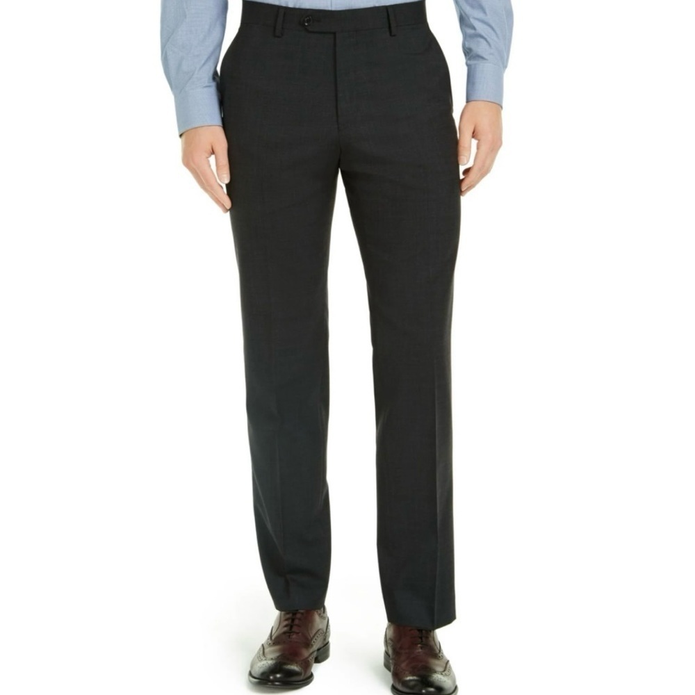 Tommy Hilfiger Men’s Modern-Fit Charcoal THFlex Stretch Dress Pants, Charcoal